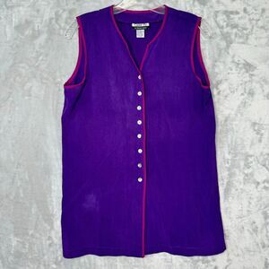 Vintage Color Fx by Spenser Jeremy Top Womens 8 Purple Silk V Neck Art to Wear